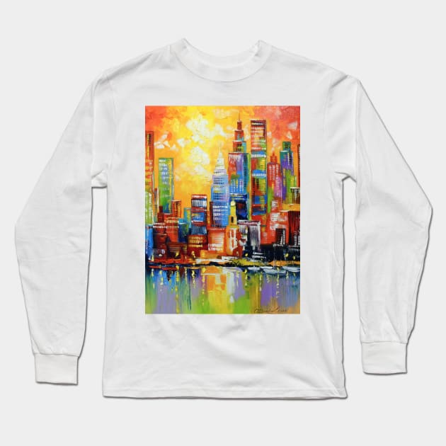 Bright new York city Long Sleeve T-Shirt by OLHADARCHUKART